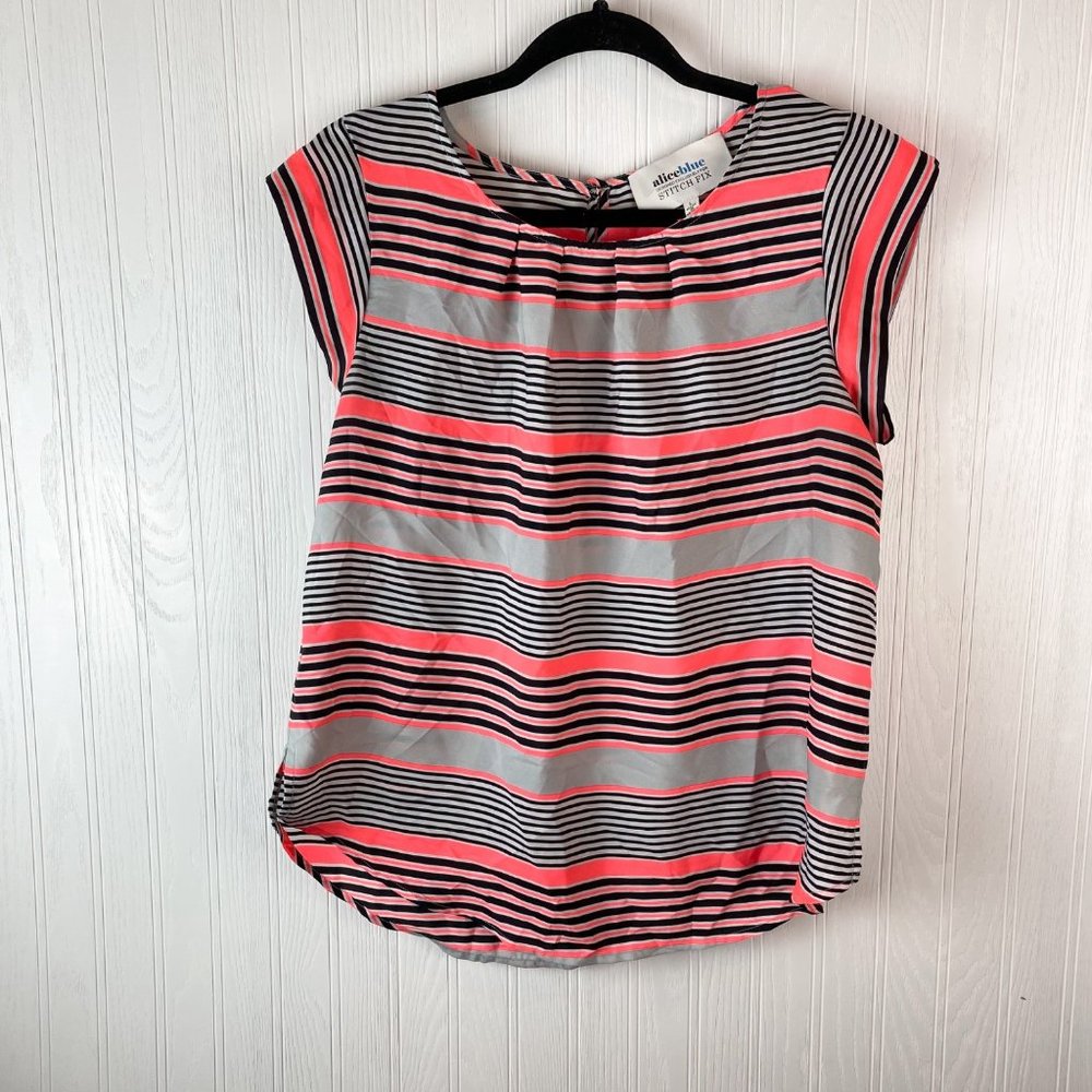 Alice Blue Stich Fix sleeveless top size large pink & black stripe